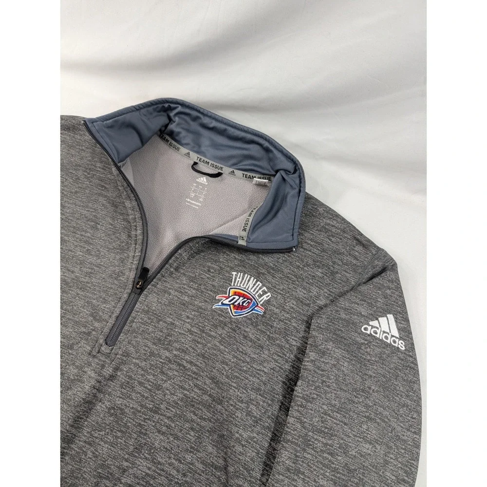 OKC Thunder Adidas Team Issue Climawarm Quarter Zip Pullover Large Heather Gray